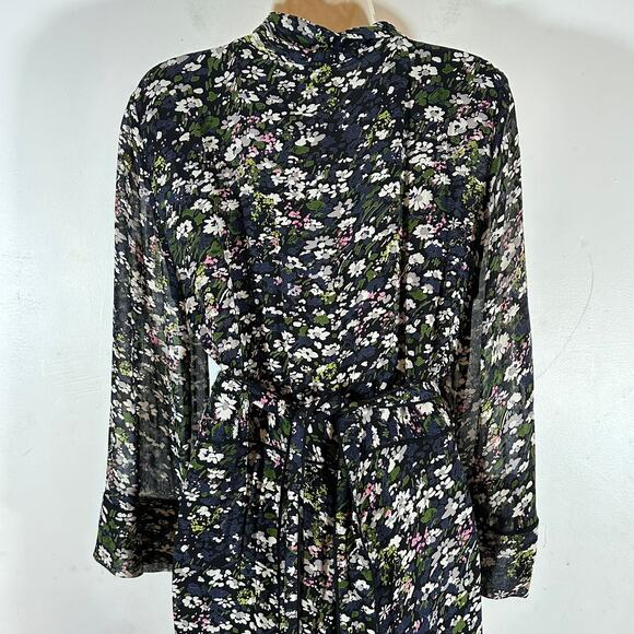 GANNI Black‎ Floral High Low Wrap Dress Womans 42 Large 10 / 12 - Picture 10 of 16